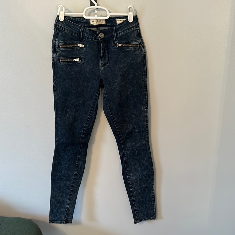Blue acid wash jeans. Size 3. High wasted skinny jeans